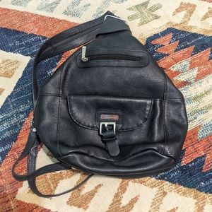 Black leather backpack purse